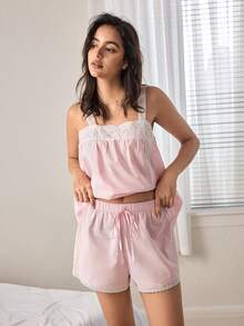 Ocili Bộ đồ ngủ nữ phong cách Bohemian thêu ren, thoải mái, tối giản, 100% cotton. - Hồng - Xem 7