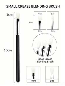 Juego de brochas pequeñas para difuminar sombras de ojos, juego de brochas de maquillaje profesionales para párpados, para sombras de ojos y cejas, herramientas de maquillaje, difuminado, contorneado, fijación, regalo gratis, esencial de maquillaje - Negro - Ver 6