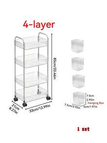 1 Household Transparent Movable Cosmetic Cart Storage Rack, Large Capacity Multi-Functional Bathroom Accessories Display Stand - Multicolor - View 16