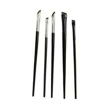 Angled Flat Eyebrow Eyeliner Brush Set, Sickle Detail Under Eye Makeup Brush - Black - View 6