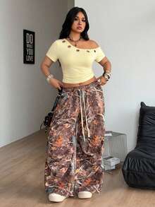 Coolane Women's Plus Size Summer Streetwear Sexy Smart Casual Vintage Going Out Date Night Goth Y2K Punk Grommet Asymmetrical Neck Fitted Yellow T-Shirt - Light Yellow - View 4