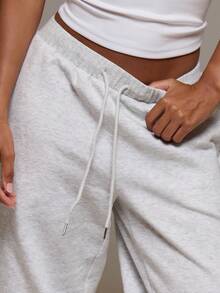MUSERA Low Rise Adjustable Toggle Cropped Joggers Altitude Spring Summer Cute Vacation Holiday Airport Lounge Casual Everyday - Light Grey - View 5