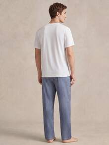 EverLounge 男士休闲条纹家居服套装 - 藍白色 - 查看 2