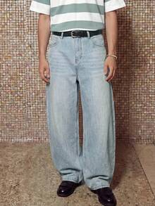 HypeHours Jeans décontractés à jambes larges avec poches, coupe ample pour hommes - Jean clair - Voir 5