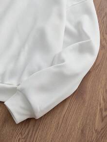 SWAVVY Áo nỉ chui đầu tay dài dáng rộng dệt kim cho nam, thời trang dạo phố thu đông thêu chữ, cổ áo tương phản, quà tặng cho bạn bè, chồng, bạn trai - Màu xanh Cadet - Xem 4