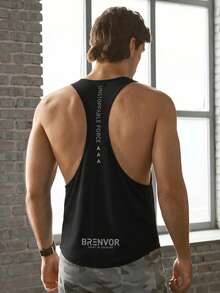 Manfinity RebelGame Men's Knitted Casual Sleeveless Tank Top, Loose And Comfortable For Daily Wear - Coffee Brown - View 4