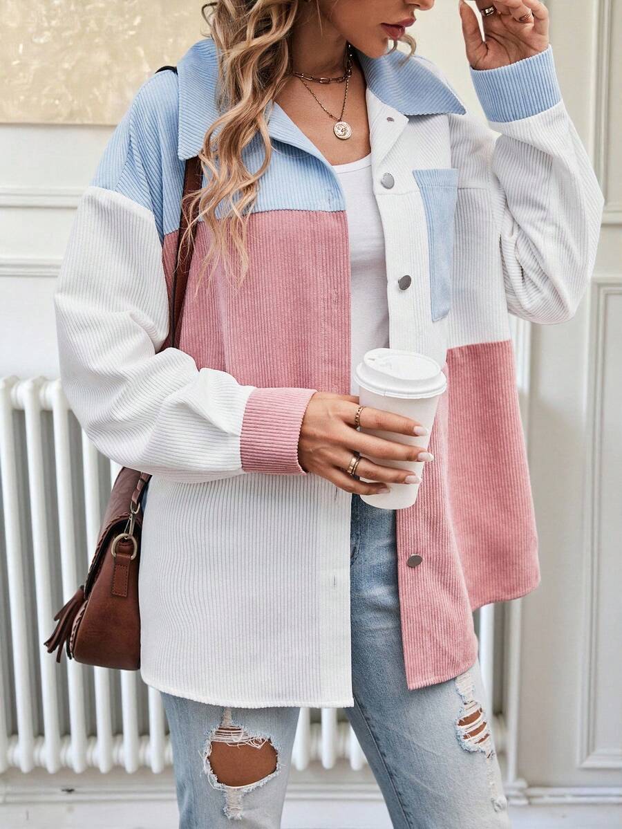 Easowa Cut And Sewn Drop Shoulder Jacket Western Style Women's In Fall/Winter - Multicolor - View 1