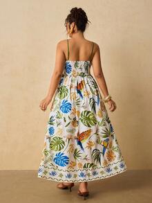 Travachic Plus Size Tropical Print Sleeveless Casual Dress - Multicolor - View 2