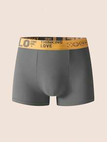 SHEIN 3pcs/Set Men's Letter Elastic Waistband Breathable Boxer Briefs - Multicolor - View 5