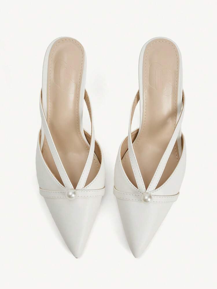CUCCOO CHICEST Women Shoes Spring/Summer New Elegant Fashion Pointed Heel High Heel White Pearl Women's High Heel Shoes Sexy Gorgeous Party Wedding Dating