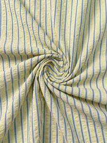 Lyckli Maternity Casual Vacation & Commute Striped Print Drawstring Waist Loose Wide Leg Pants Fall - Yellow - View 3