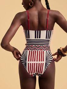 Travachic Women's Patchwork Color Strap One-Piece Swimsuit, Suitable For Beach Vacation, Pool Party, Beach Party - Multicolor - View 2