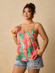 Travachic Plus Size Tropical Print Camisole - Multicolor - View 1