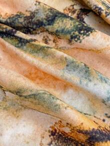 Soleia 女士扎染褶皱露脐吊带上衣和迷你裙两件套 - 橘色 - 查看 6