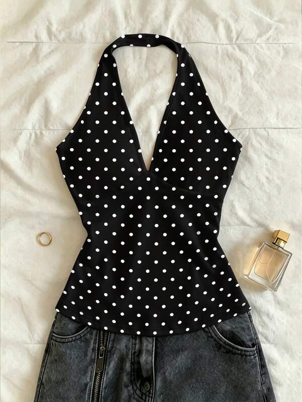 SHEIN Women Outfits, Women Top, Casual Tank Top, Now, Fashion Tops, Y2k Tops, Y2k Clothes, Floral Pattern, Chinese-Style Top, Polka-Dot Top
