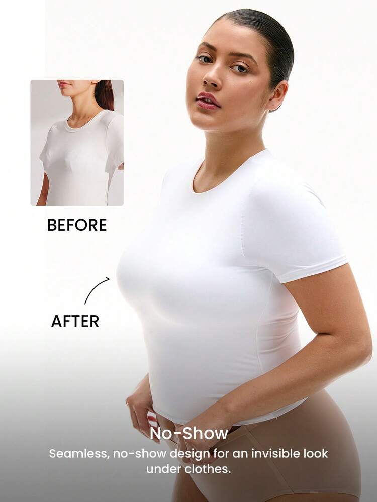 LUVLETTE Bra Tanpa Kawat Tanpa Jahitan dengan Penopang Samping, Bra Santai, Bralette Tanpa Terlihat, Bernapas, Nyaman, untuk Olahraga, Lengket, Dasar, Biru, Tak Terlihat, Ukuran Bebas - Medium Wash - View 5