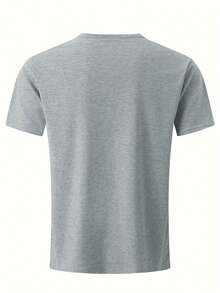 Manfinity Dauomo Men's Simple Solid Color Short Sleeve Polo Shirt - Grey - View 2