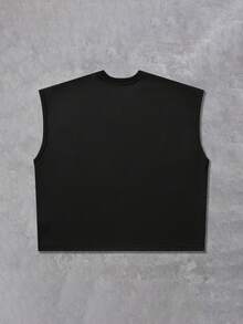 ROMWE MEN Street Life Camiseta de tirantes holgada con estampado de retrato borroso y decoración de remaches para hombre - Negro - Ver 3