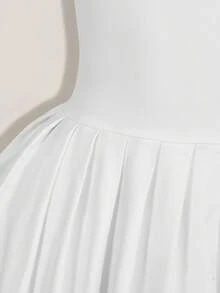 SHEIN ICON 女士纯色圆领褶皱无袖迷你连衣裙 - 白色 - 查看 10