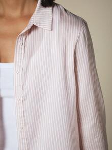 KSTM Striped Long Sleeve Button-Down Collared Shirt With Chest Pocket Relaxed Oversized Fit Spring Summer - Multicolor - View 7
