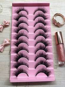 10pairs/Set Soft Fluffy Curly Cat Eye 3D Faux Mink Eyelashes, Handmade Natural False Eyelashes For Makeup, Thick Style Strip Lashes, Lashes, Eyelashes, Fake Lashes - Cat Eye Lashes - View 7