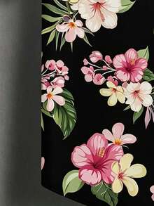 VIVINTIMO Men's Casual Vacation Floral Print Shirt - Black - View 3