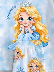 1 Set Young Girls Cartoon Princess Print Snug Fit Short Sleeve Pajama Set, Spring/Summer - Multicolor - View 4