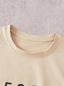 Skyrend Camiseta de Manga Curta Masculina Casual, Versátil e Minimalista com Estampa Gráfica no Peito e Slogan em Inglês, Zrgoth - Damasco - Visão 3