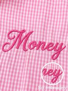 Manfinity EMRG Men's Summer Pink And White Gingham Plaid Button Down Shirt And Shorts Set,Letter Embroidery Casual Streetwear,City Break Vintage Y2K Beach Outfit - Pink - View 3