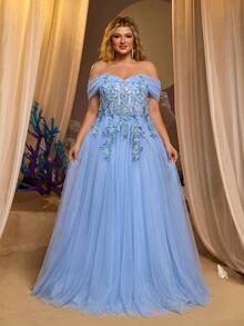Glamrae Women Plus Formal & Evening Dresses - Blue - View 7