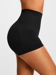 SHAPORA Ladies' Solid Color Simple Shapewear Bottoms Booty Shorts, Panty - Black - View 3