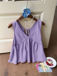 Comfortcana Summer Vintage Women's Patchwork A-Line Washed Casual Camisole Top, Bohemian Style, Purple - Purple - View 3