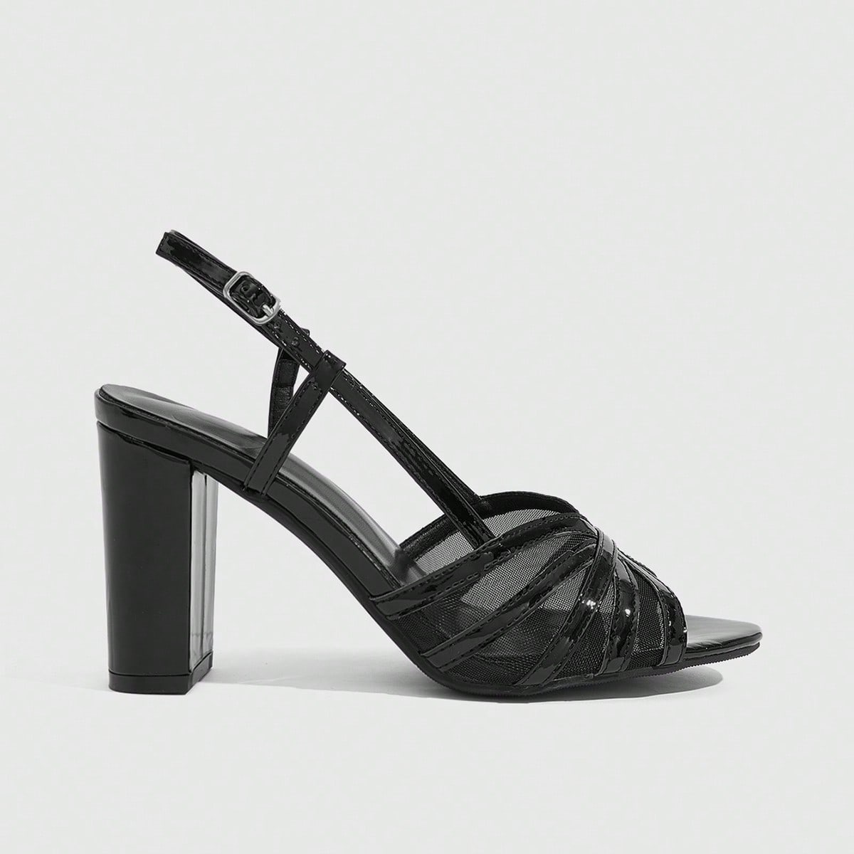 Zapatos de mujer para primavera y verano, nuevos modelos. Sandalias de tacón grueso con punta abierta y acabado de cuero patentado rojo, diseño vers