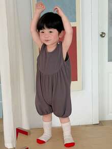 Dazy Kids 嬰兒/男嬰純色休閒無袖連身衣 夏季 - 灰色 - 查看 8