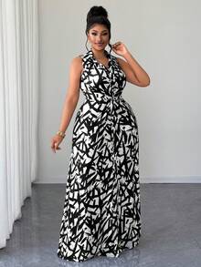 Maweii Plus Size Women's Elegant Diamond Pattern Casual Striped Knit Twist Design Dress - Multicolor - View 4