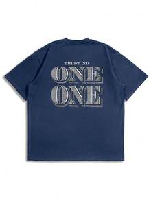 New Man T-Shirt Short Sleeve Fashion Pattern Pattern Pattern Pattern Pattern Casual Sense Round Neck Pullover T-Shirt Man Top - Dark Blue - View 2