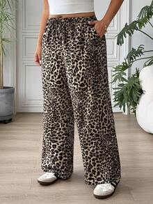 SHEIN EZwear 2条/套 大码女式休闲系带阔腿裤 - 彩色 - 查看 6