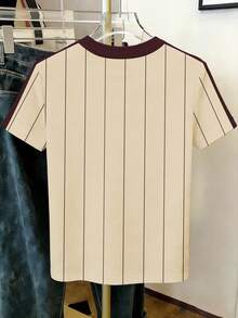 Tween Girls' Round Neck Striped Patchwork Letter & Knight Print Casual Everyday T-Shirt - Multicolor - View 2