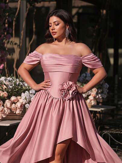 Aureia Plus Size Elegant Romantic Round Neck Puff Sleeve Luxury Beaded Patchwork Elastic Knit Mermaid Hem Dress With Sequin Decor, Suitable For Celebrity Parties, Celebrations, Formal Events, Grand Formal Gowns (Heavily Decorated Design)
