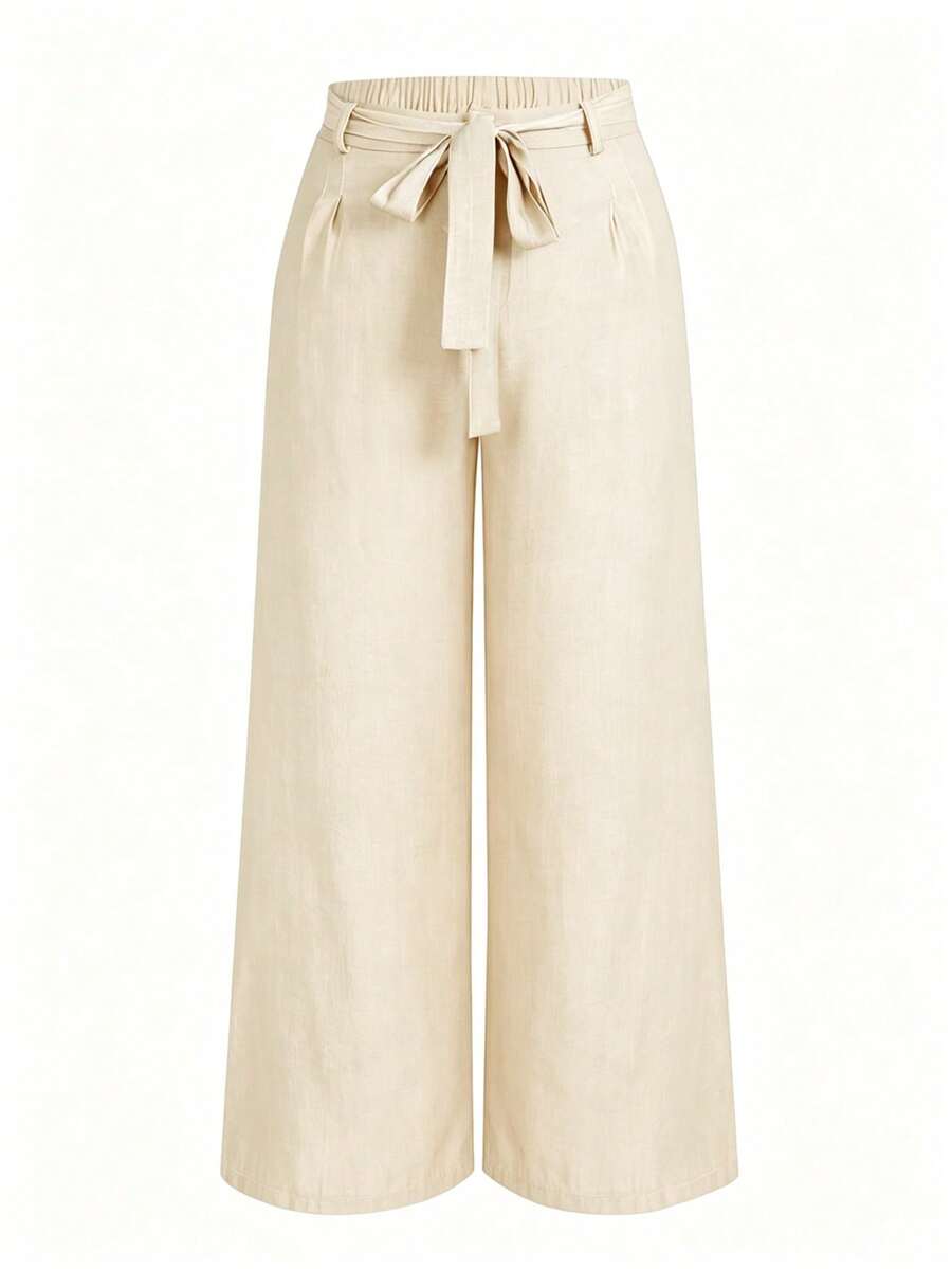 EMERY ROSE Women's Solid Color Drawstring Casual Versatile Daily Travel Long Pants - Khaki - View 1