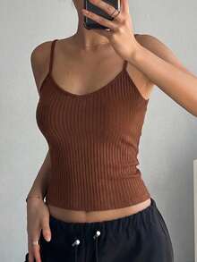 DAZY Women's Backless Camisole - Coffee Brown - View 5