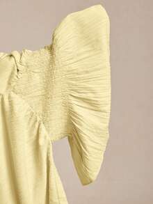 BizChic V-Neck Waist-Cinching Top, Business Formal, Vacation Style, Slouchy, Commute, Date, Daily, Vacation, Office, Independence Day, Graduation Season, Music Festival, Slimming, Elegant, Versatile, Summer, Party, Wedding Guest, Outing, Beach, Gathering, Social, Holiday, Shopping, Afternoon Tea, Travel, Minimalist - Yellow - View 6