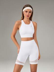 OutZeal Women Sports Bra Gym Workout Pilates Quick Dry Bra-In Back Mesh Panel Active Tops - White - View 6