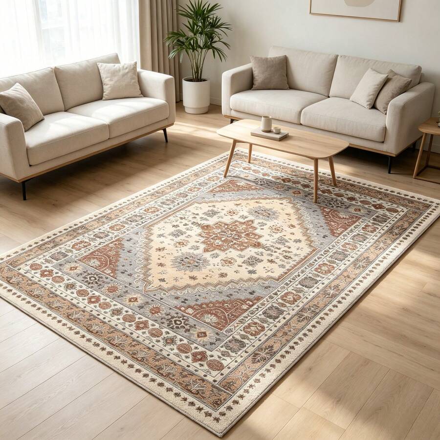 Luxury Vintage Persian Style Rug, Retro Floral European Carpet, Washable Indoor Mat For Living Room Entryway - Premium - View 1