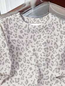 T-shirt col rond à manches courtes polyvalent et minimaliste pour jeunes filles, adapté pour l'été - Multicolore - Voir 4