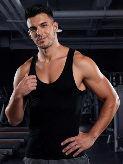 DrisQ DrisQ Camiseta de tirantes casual de cuello redondo de unicolor para hombre, verano