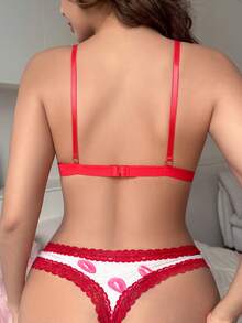 PetitDoll Đồ lót nữ in hình trái tim, phối ren, cúp tam giác. - Nhiều màu - Xem 2