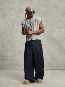 PAVTROS Men's Street Fashion Textured Tank Top - White - View 4
