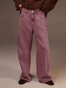 Athîral Denim Women's Casual Rivet Decorated Denim Jeans - Red - View 2