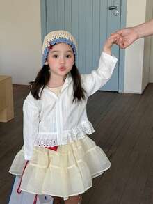 DAZY Infant/Toddler Girls' Solid Color Hooded Casual Spring/Summer Korean Style Jacket - White - View 7